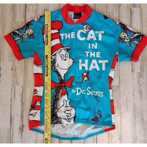 Retro Image Dr. Seuss Women's Size M, 3/4 Zip Cycling Jersey Cat in the Hat - Picture 6 of 7